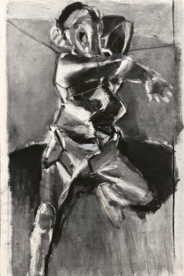 Rudolf Hocke, Figura I, z cyklu dramatické figury, 1984, olej, lepenka